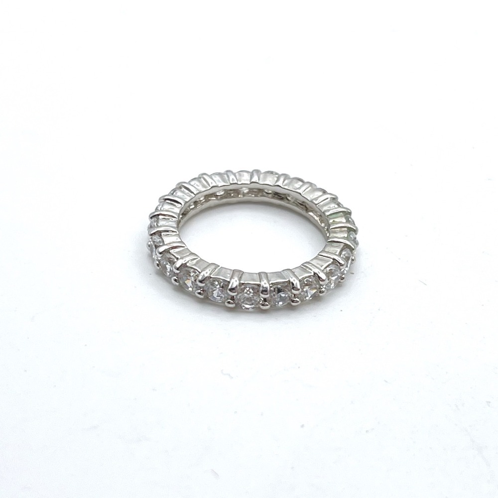 Sterling Silver Clear Cubic Zirconia Eternity Band Ring Size 6 Stackable CZ Ring